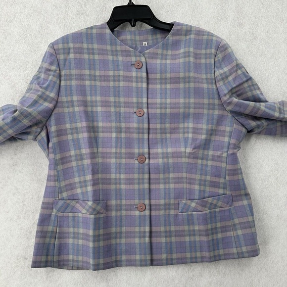 NWT Dunedin Wool Skirt Suit Size 10 Lavendar Purple Plaid Woolmark Midi READ - Picture 4 of 16
